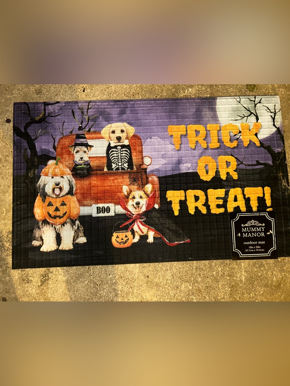 Trick or Treat Dog Halloween Rubber Doormat